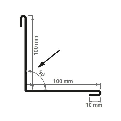 Preview: Querschnitt einer Innenecke mit einem Schenkelmaß von 100 x 100 mm